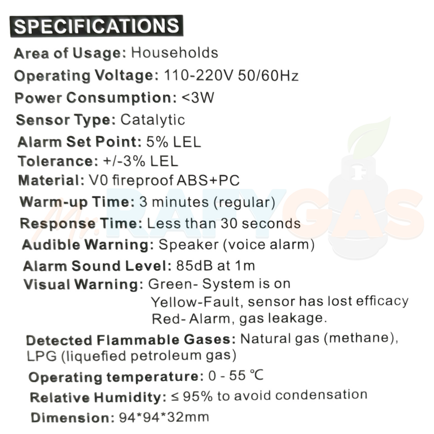 Alarma Parlante y Detector de Gas Propano-LPG-